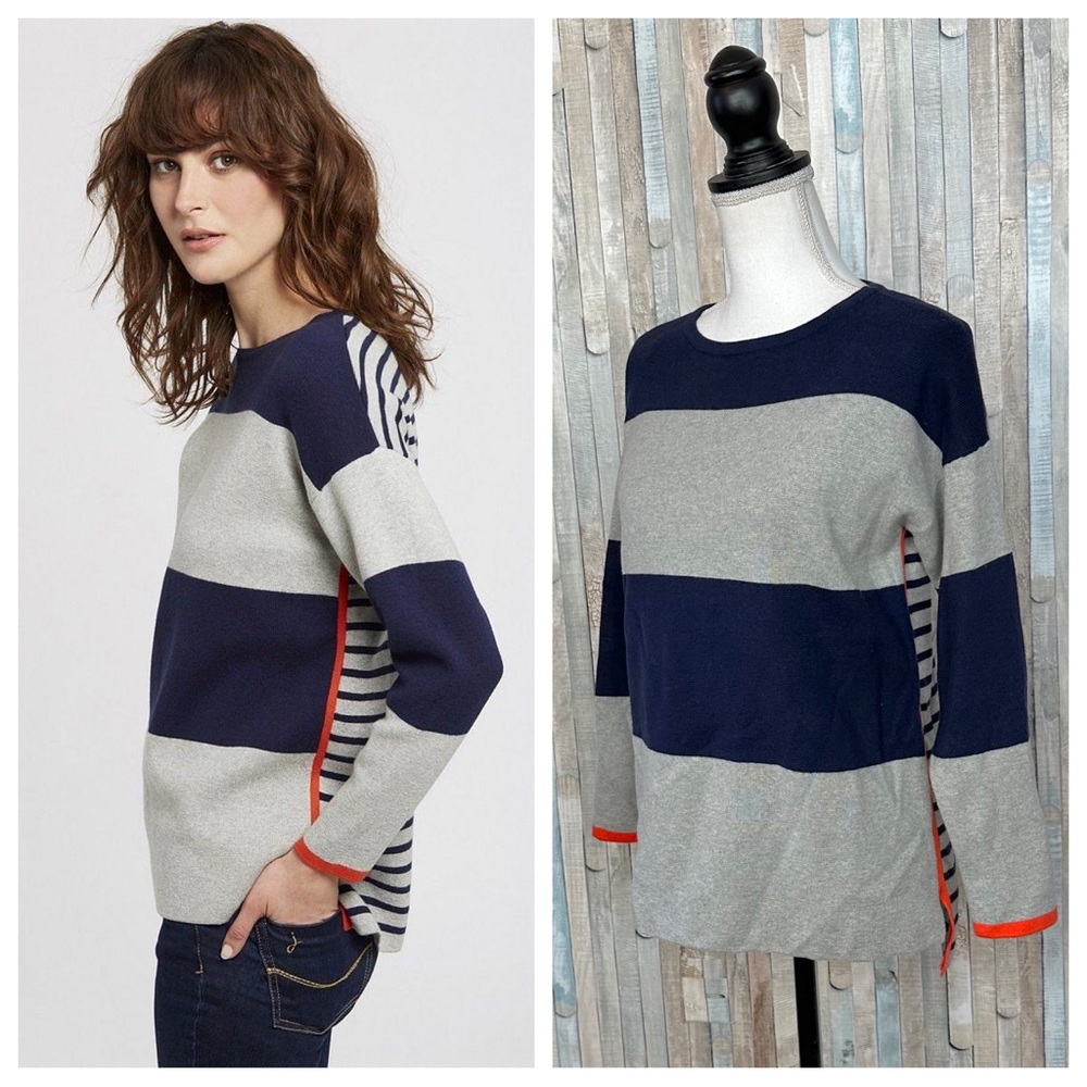 Joules 4 Uma Milano Stripe Jumper Knit Pullover Sweater‎ French Navy Cotton Wool